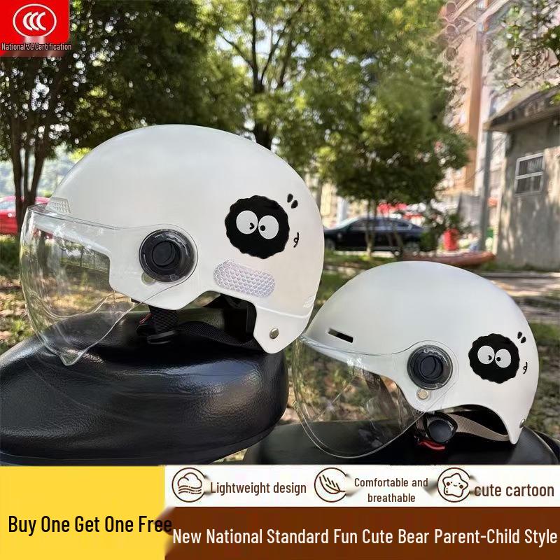 Certified Kids Electric Vehicle Helmet: Lightweight, Cartoon Design, Sun Protection, All-Season Safety for Boys and Girls