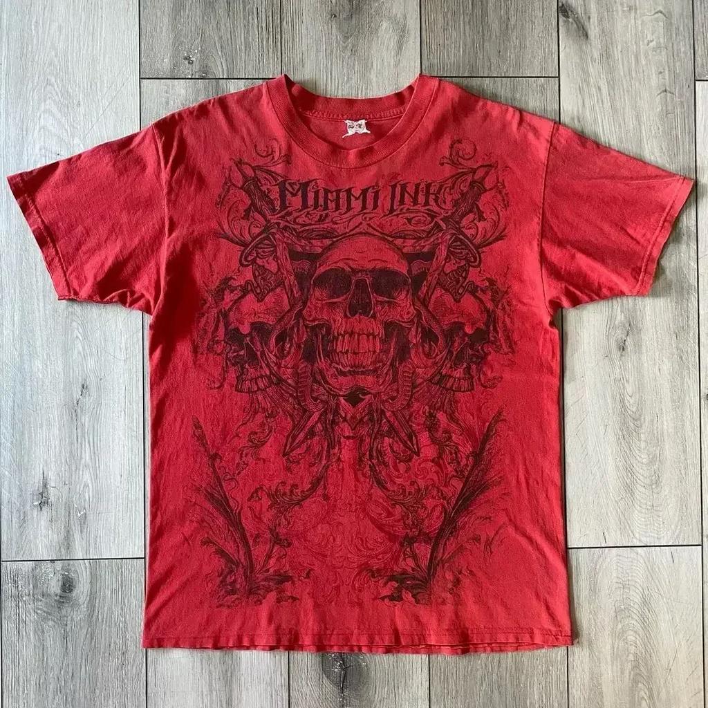 Dark Purple Street Affliction Big wing T shirt Vintage Clothing Punk Hip Hop Graphic Print Oversized tops Men Round Sleeve tee