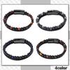 Chrome Crane Men's Bracelet with Natural Stones and Leather, Stylish Jewelry Accessory, WB117 (03.Gray)