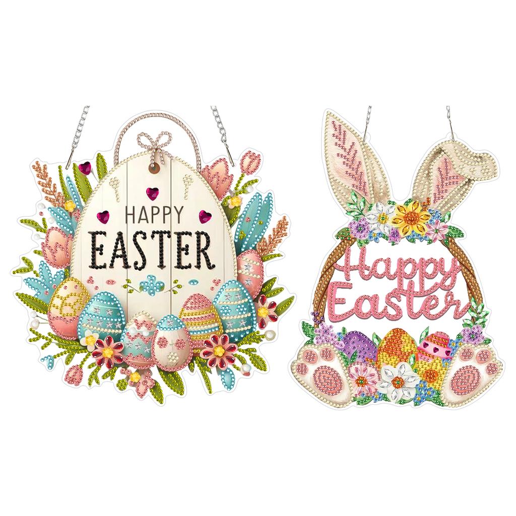 Easter 2D/Flat DIY Acrylic Special Shape Hanging Gem Art Paintings Charm Single Side Drill Diamond Painting Hanging Pendant