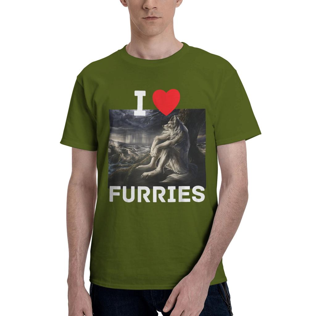 I Heart Furries Funny Cringe Furry Alpha Werewolf Wolf Meme T Shirt For Men Summer T-Shirts Comfortable Tee Shirt Big Size Tops