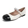 Women Flat Shoes with Rhinestone Pearl Buckles Fashionable Mary Jane Versatile and Comfortable Shoes for Women Flat Shoes