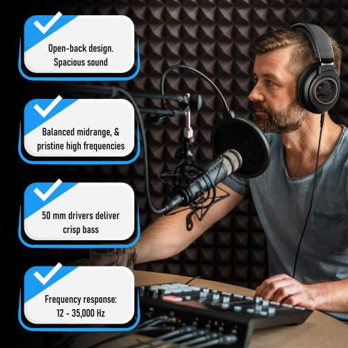 PHILIPS Over-Ear Open-Back Stereo Headphones, Wired, with Detachable Audio Jack, Studio Monitor Headphones for Podcasting, DJing, Music, Piano, and Gu