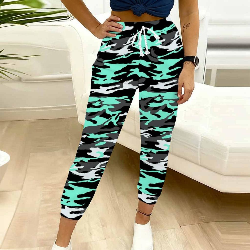 Summer Ladies Organized Pattern Printed Sweatpants Loose Fit Drawstring Joggers Elastic Cuff Daily Casual Pants