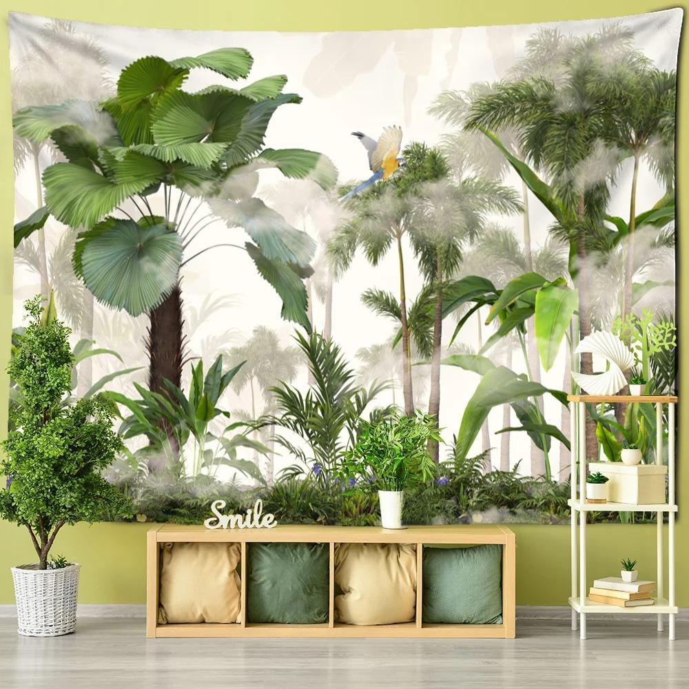 Tropical Plant Garden Wall Hanging Bedroom Wallpaper Living Room Decoration Cloth Hanging Cloth Wall Hanging