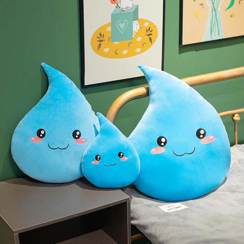 Creative Cute Expression Blue Water Drop Throw Pillow Plush Toy Home Sofa Pillow Cushion Girl Puppet