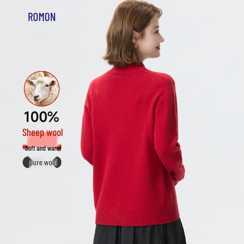 Luomeng Women's 100% Lambswool Mock Neck Sweater