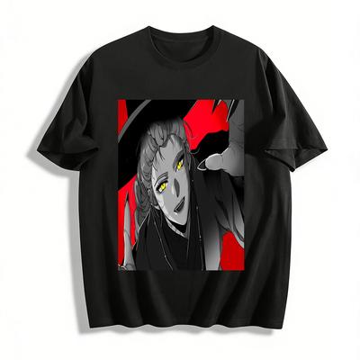 Dark Witch Print Cool Top, Trendy Subculture Style Streetwear, Unisex Loose Casual T-Shirt Pure Cotton T-shirt