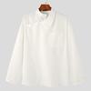 Men's Spring and Autumn Four Seasons Models Plus Size Solid Colour Irregular Lapel Shirt Buckle Long Sleeved Shirt