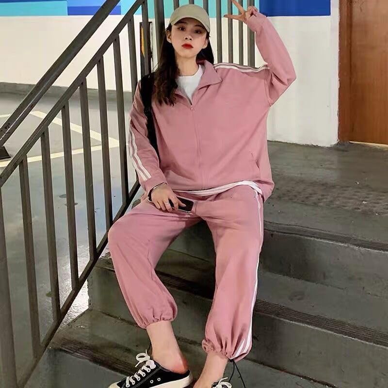 Tracksuit Korean Top and Bottom Loose Plus NTZ011 D.IIZOO Women's Spring/Autumn 2-Piece Set, Style, Set, Sweatshirt, Hoodie, Activewear, Casual,