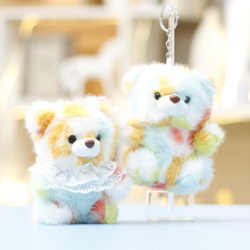 Plush Bear Keychain Toy With Colorful Design For Girls Gift Accessory