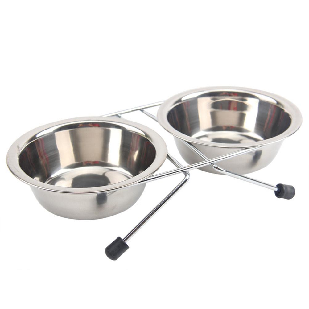 

Anti-Slip Dog Bowl Stainless Steel Food Water Feeder Double Pet Feeding Station Durable Non-Slip Rubber Feet Pet Supplies S