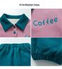 2025 Girls' Korean Style Autumn Two-Piece: Color Block Sweatshirt & Green Pants Set