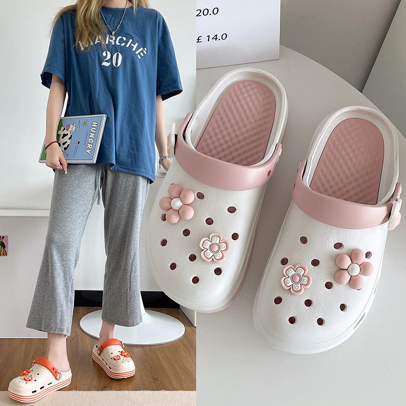 

women s summer new thick-soled comfortable bag head half drag non-slip outer wear beach sandals 35/36