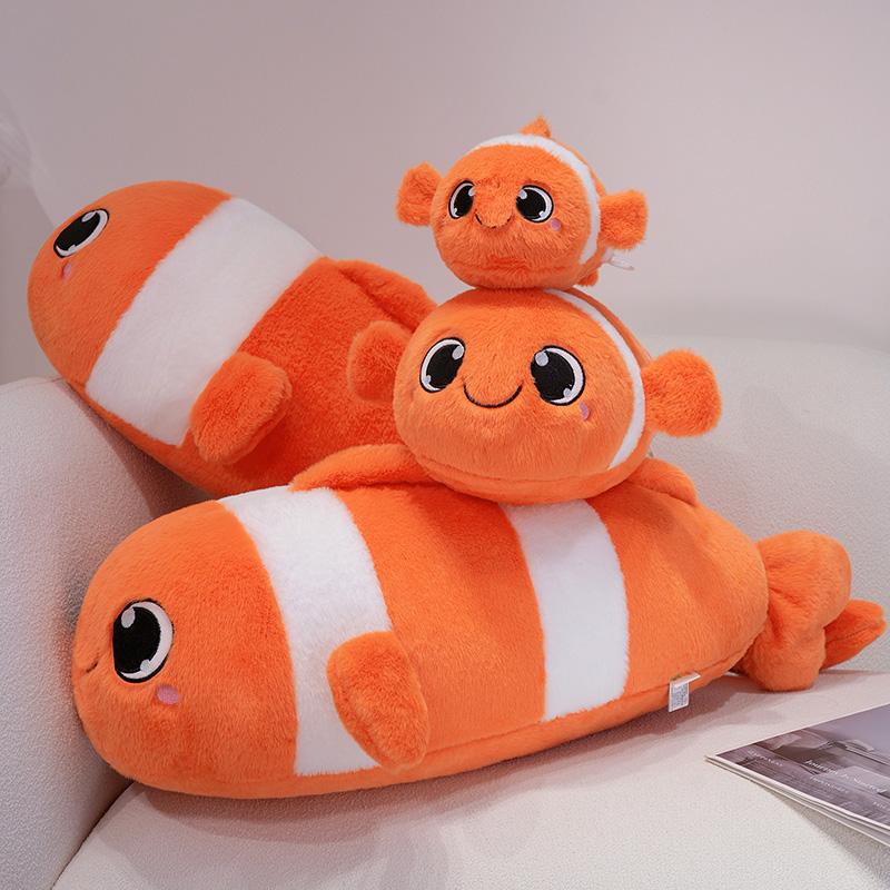 40-100CM Kawaii Cartoon Simulation Anime Clown Fish Stuffed Animal Plush Toy Children's Clown Fish Pillow Handsome Soothing Doll