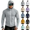 Men's Casual Raglan Sleeve Hooded Long Sleeve Sun Protection Jacket Lightweight Zipper Front Outdoor Activewear