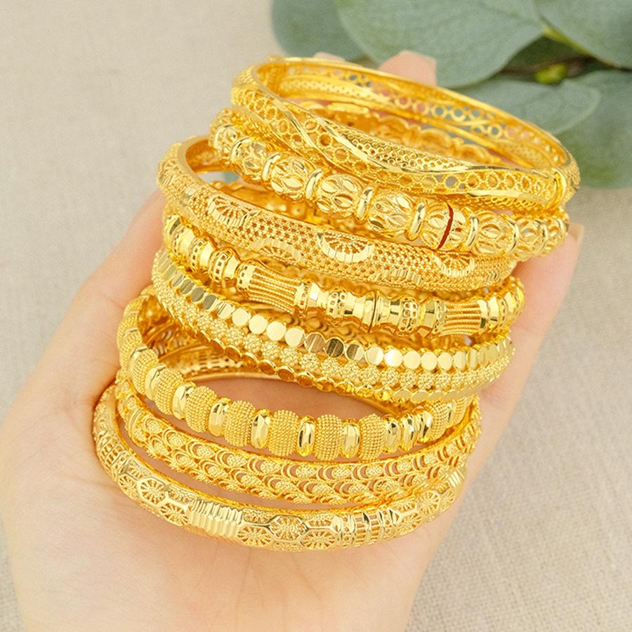 Dubai Openwork Moon Embroidery Bangle - Middle East, African, and Ethiopian Bridal Jewelry