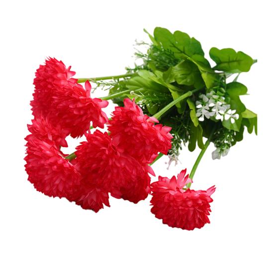 

Искусственный букет хризантем УФ-стойкий Реалистичный Искусственный Шелковый Цветок Свадебная Вечеринка В помещении На улице Сад Декорация из Искусственных Цветов красный