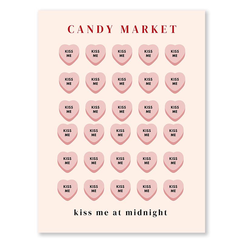 Valentine's Day Queue Gallery Printable Poster Vintage Romantic Wall Art Cute Pink Heart Canvas Painting Home Bedroom Decoration