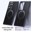 Carbon Fiber Texture Case for Samsung Galaxy S25 S24 S23 Plus Ultra for Magsafe Wireless Charging Magnetic Ring Holder Cover