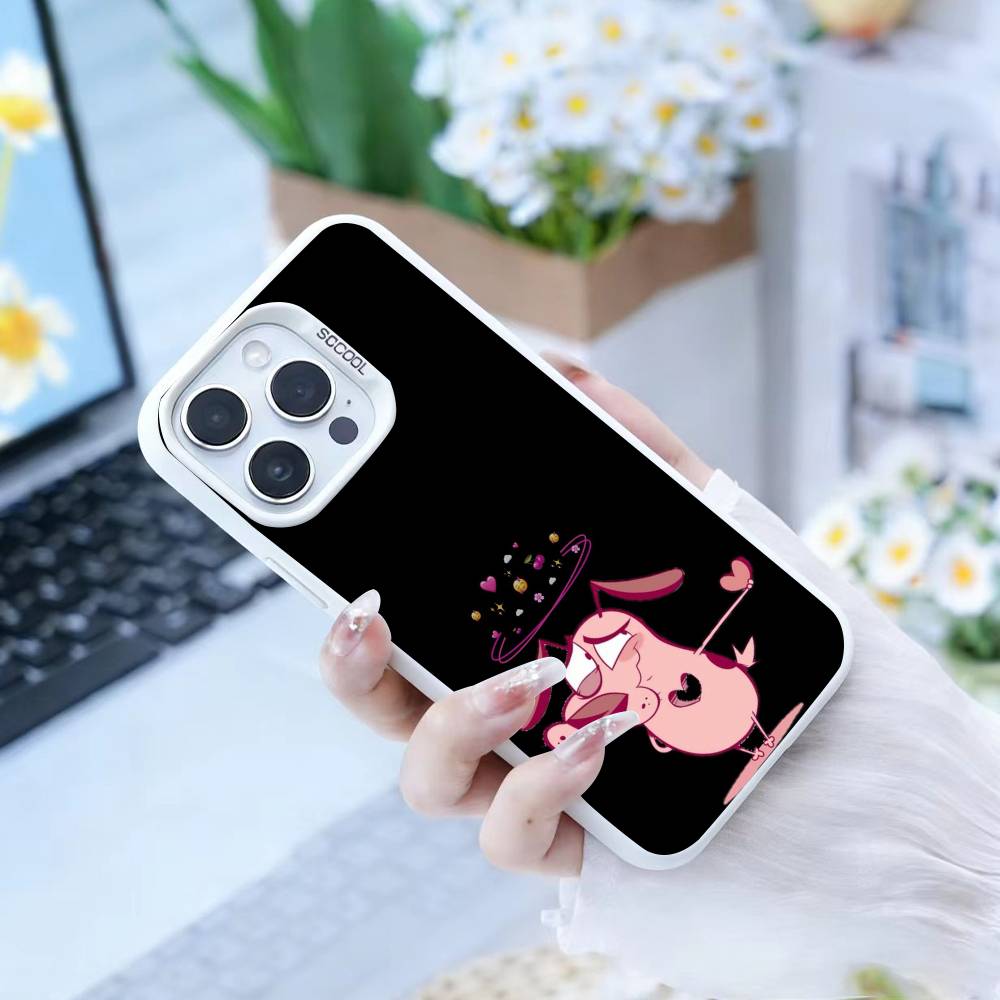 Courages Cowardly Dog Phone Case For IPhone 16 17 15 14 12 13 Pro Max white Color Shockproof Cover