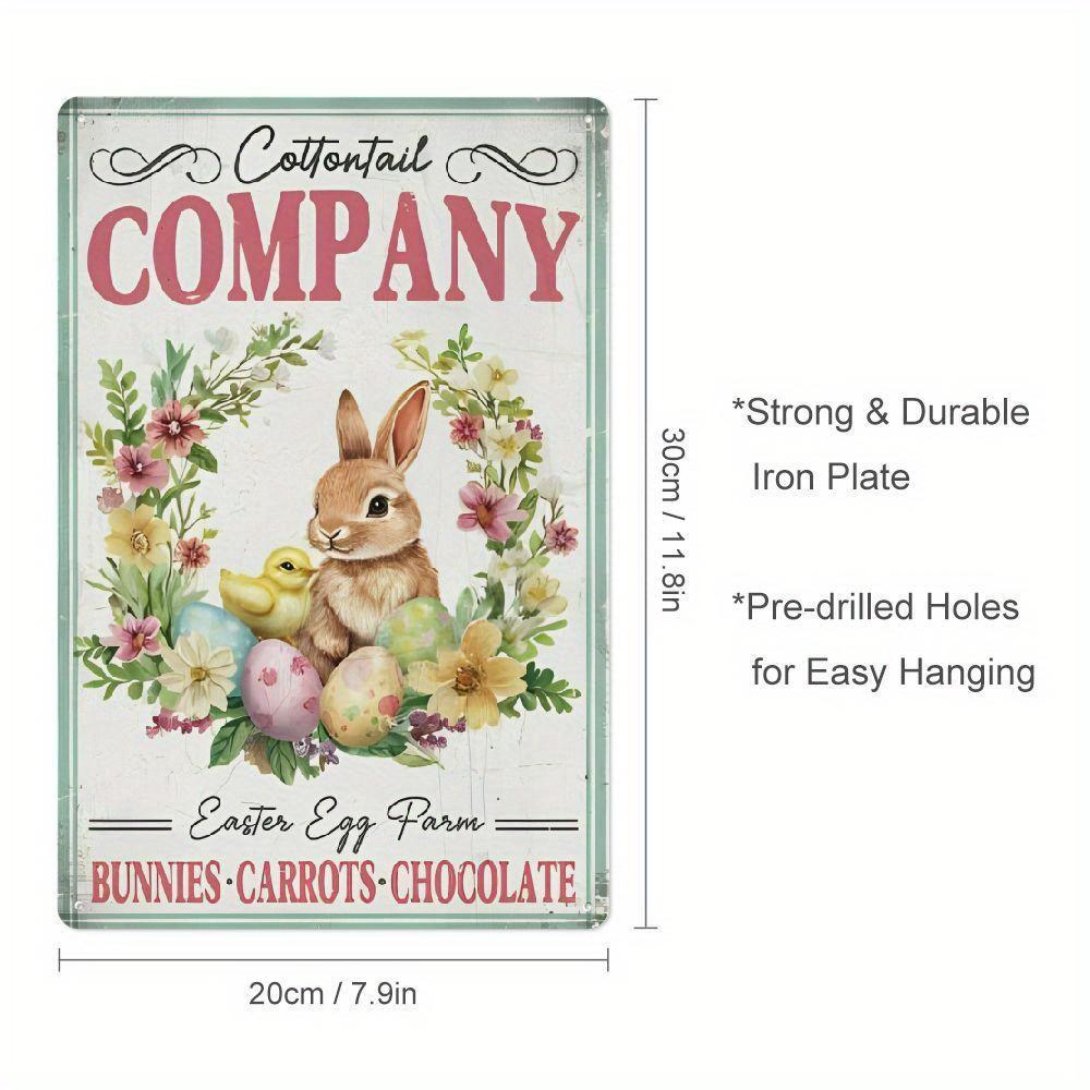 

Happy Easter Retro Bunny Egg Metal Sign x Iron Wall Decor for Home Office Easter Party Spring 20x30cm（7.8x11.8inch）