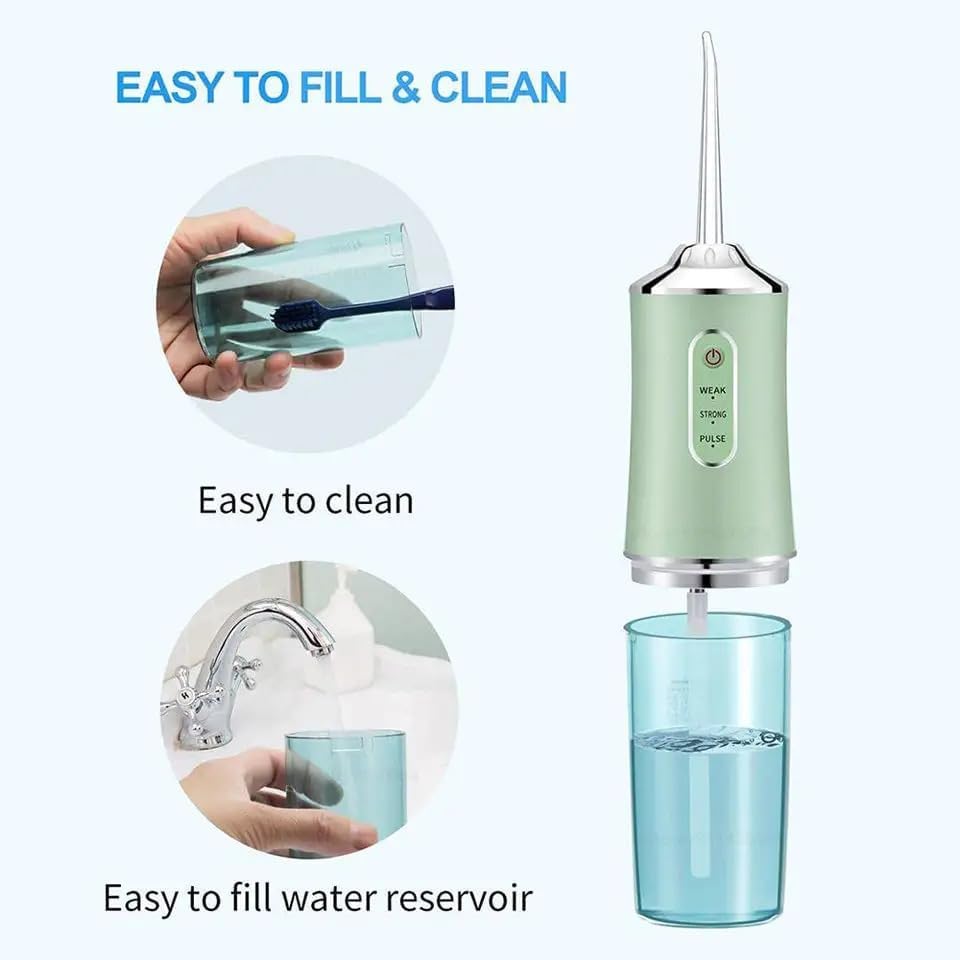 Oral Irrigator Portable Dental Water Flosser USB Rechargeable Water Jet Floss Tooth Pick 4 Jet Tip 230ml 3 Mode Massage Gums
