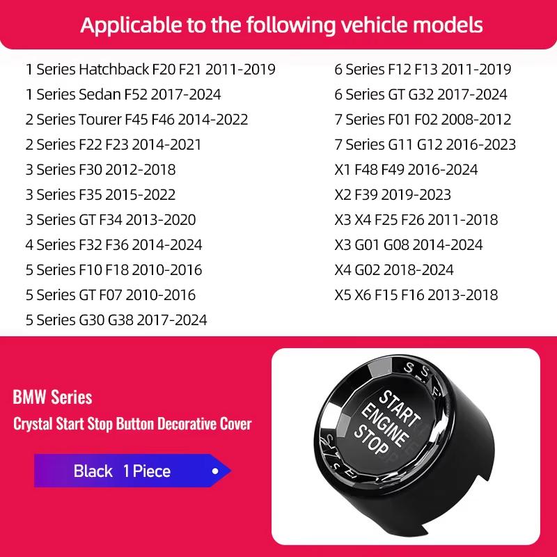 Motorcycle sticker/Car Engine One-button Start Crystal Button Accessories For BMW G80 G06 G07 G42 G14 G15 G16 F82 F20 F21 F83 M2 PCVHD1