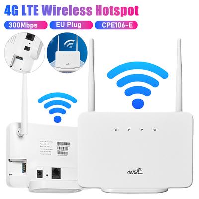 WiFi Router 4G LTE CPE Router Modem 300Mbps 4G Router Wireless Wifi Modem External Antenna with Sim Card Slot EU Plug Internet