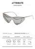Trendy Cat Eye Chain Sunglasses with Cross Metal Frame – Fashionable European & American Design