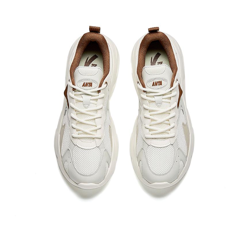 New Anta Anti Slip And Wear Resistant Breathable Low Top Casual Shoes Men's White Brown 912518808-2