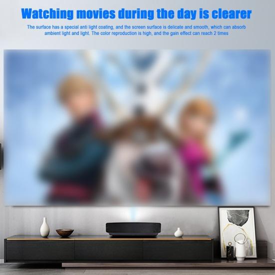 60/84/100/120-Inch Lightproof Foldable Portable Movie Screen 16:9 Daytime Viewing Anti-Light Projector Screen for Home Theater Indoor Outdoor