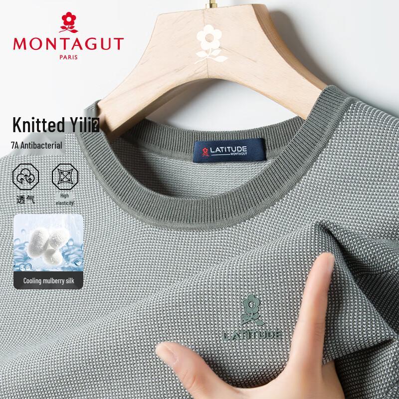 

MONTAGUT Men s Silk Blend Short Sleeve Round Neck Knit Tee 52