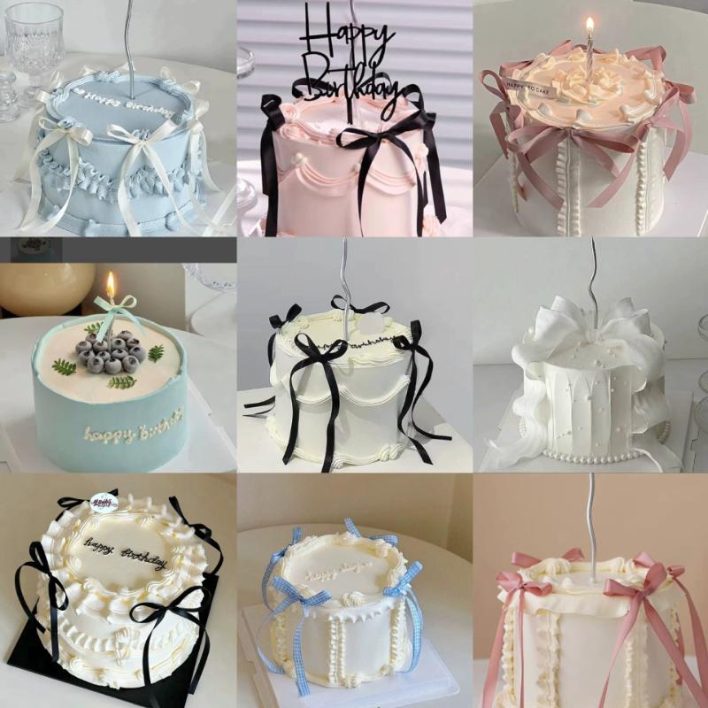 Modelo de Bolo de Aniversário de Simulação 6 Polegadas / 15cm Estilo Ballet Fada Fita Laço em Forma de Creme Adereço para Foto Decoração de Restaurante Exibição