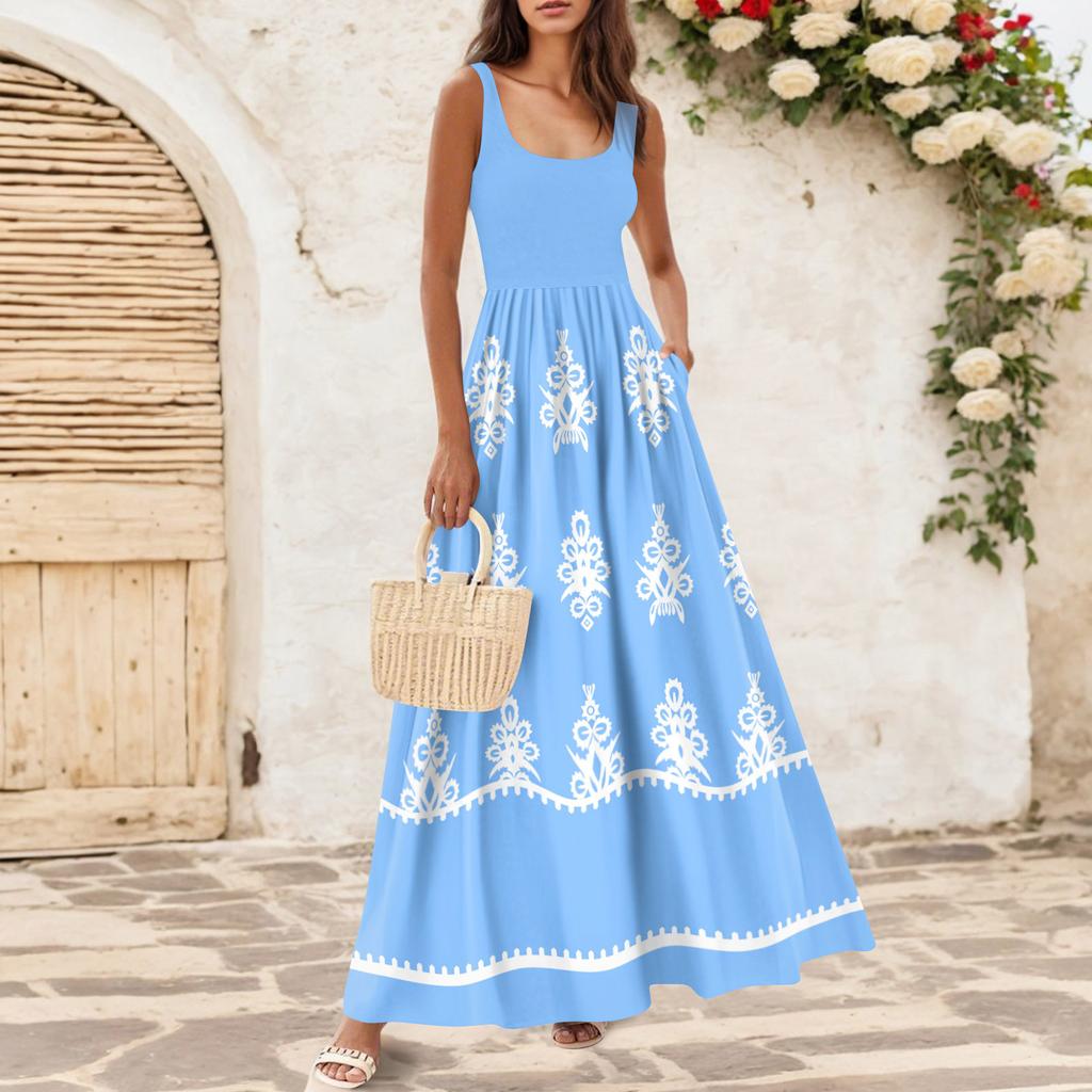 Women's Flowing Dresses Women's Summer Dresses Casual  Long Dresses Cute Floral Long Dresses
