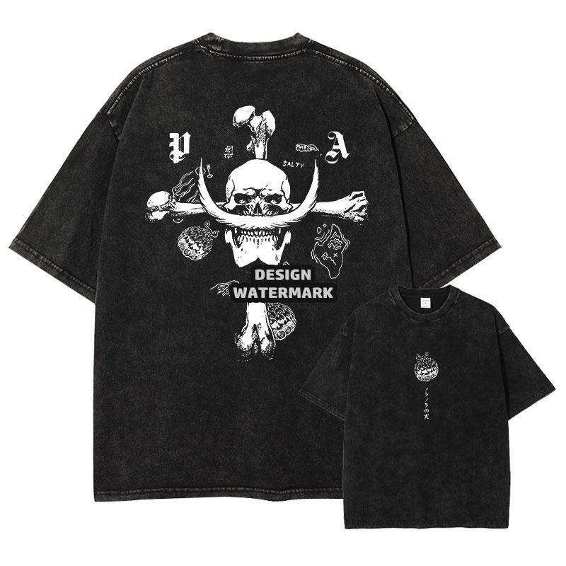 

Anime Fire Fist Ace Tshirts Oversized Vintage Washed OOne PPiece T Shirt Manga Nami Chopper Zoro Tops Tees Man Cotton S
