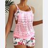 European and American Fashion Tankini Swimsuit for Women, Sexy Backless Print Beachwear