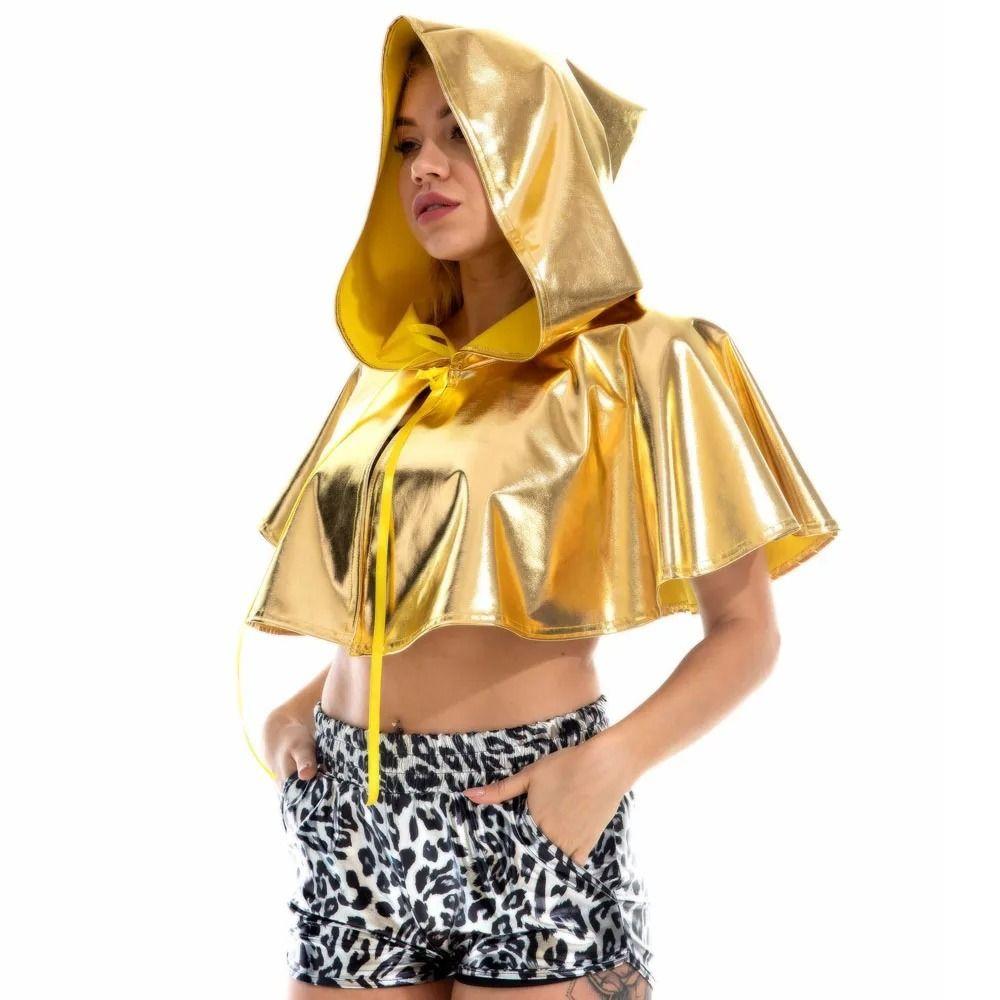Holographic Halloween Costume Cosplay Props Hoodie Laser Metallic Cape Halloween Death Cloak Kids