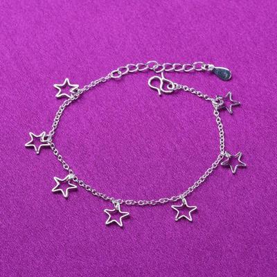Silver Hollow Star Anklet - Celebrity Style Korean Fashion Jewelry Gift for Women