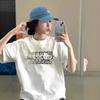 Cotton Kitty Cat White Short-sleeved T-shirt Women's Summer American High Street Design Sense Niche Half-sleeved Loose Top