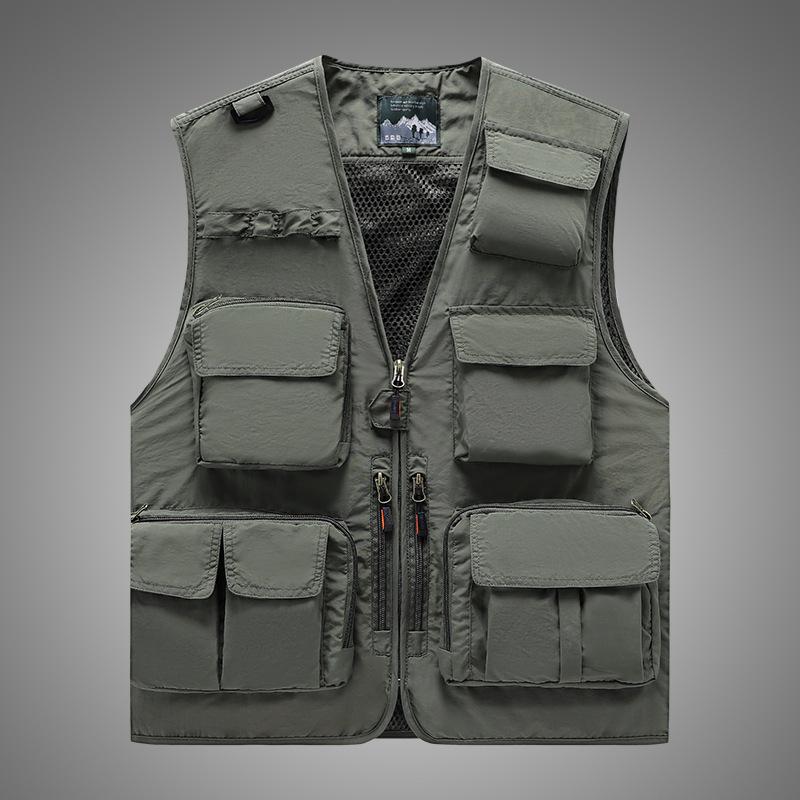 Men's Quick-Dry Multi-Pocket Vest for Fishing, Outdoor Work, Photography, and More - Plus Size Available