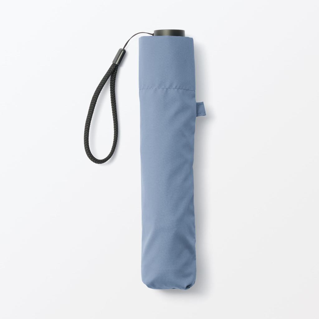 MUJI Lightweight Folding Umbrella Smoky Rib Length 50cm (Unisex, Adult, DEA03A5A) - Blue,