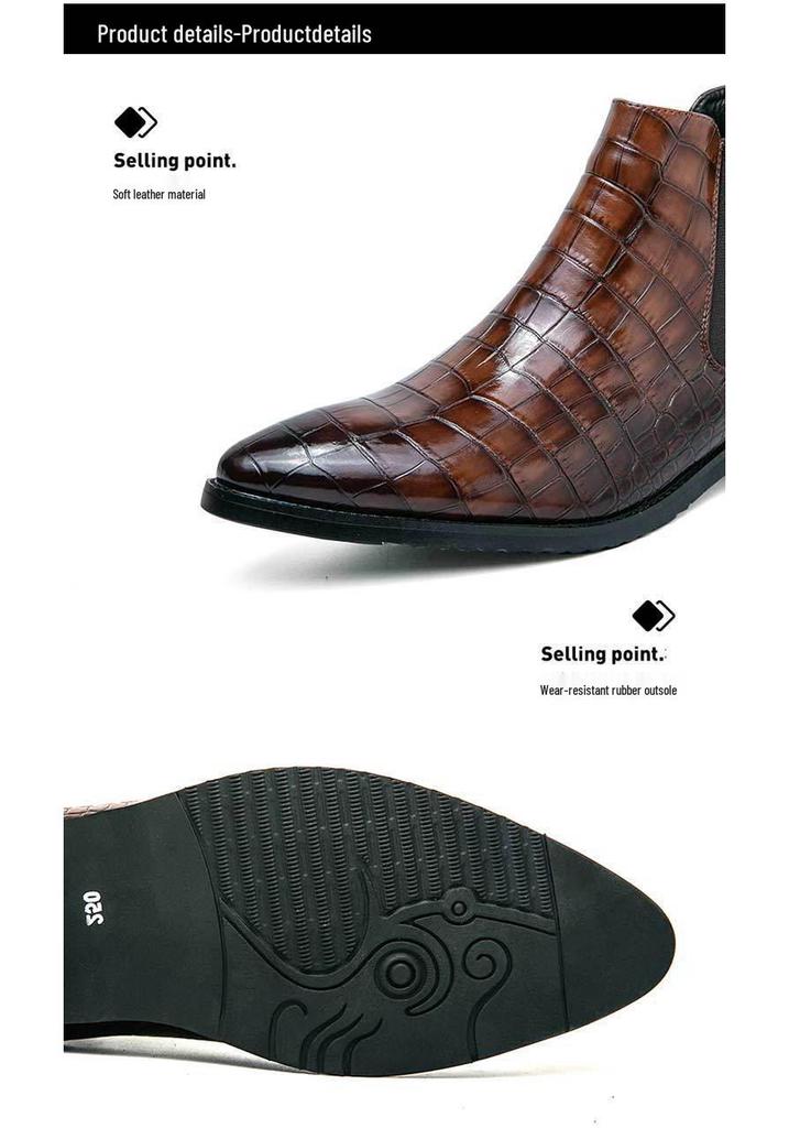 Men's Korean Style Pointed Toe High Top Leather Boots with Zipper - Autumn/Winter Collection
