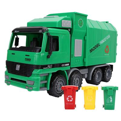Çocuklar Simülasyon Atalet Çöp Kamyonu Temizlik Aracı Model Oyuncaklar Üç Çöp Kutusu ile