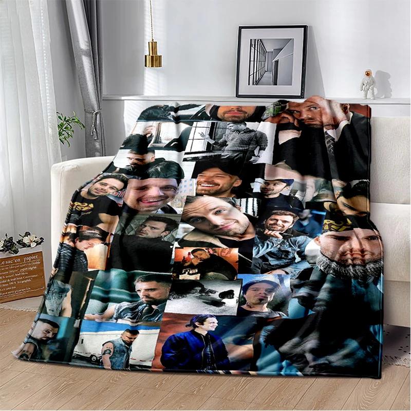 3D Sebastian Stan Handsome Actro Soft Flannel Blanket for Bed Bedroom Sofa Picnic,Throw Blanket for Cover Office Gift Kids