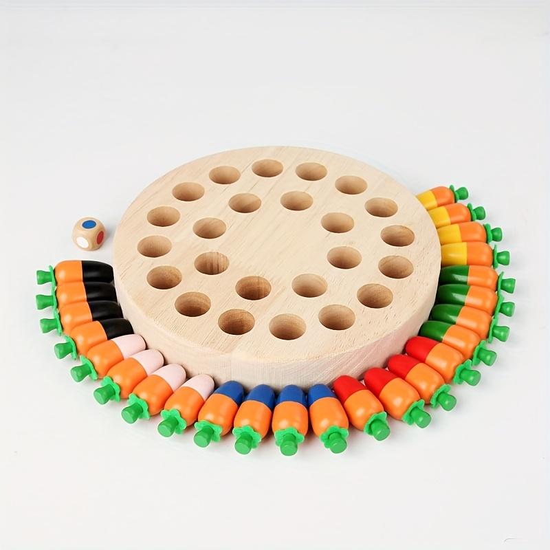 

Carrot Themed Wooden Memory Game Toy Colorful Carrot Chess Pieces with Green Stems, Recycled Wood Educational Tabletop Game for Youngsters Carrot Memory Chess