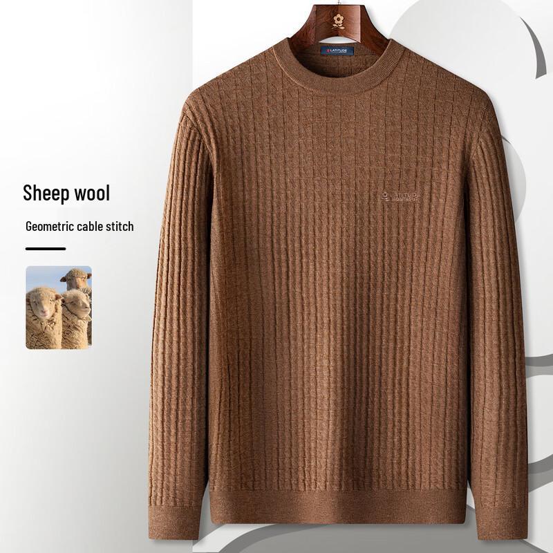 

MONTAGUT Men s Plaid Crewneck Wool Blend Sweater XL /52