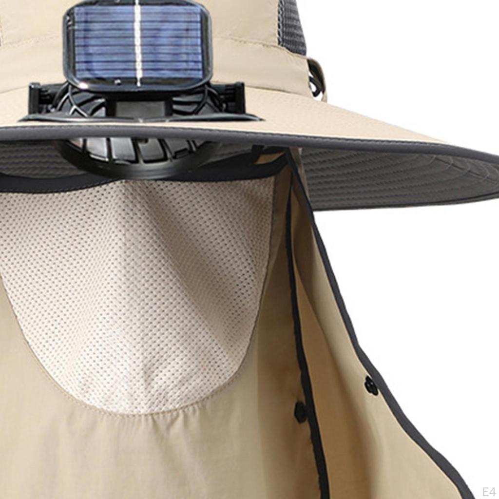 Outdoor Solar Fan Hat Fisherman Lightweight Adjustable Cooling Sun Protection Fishing
