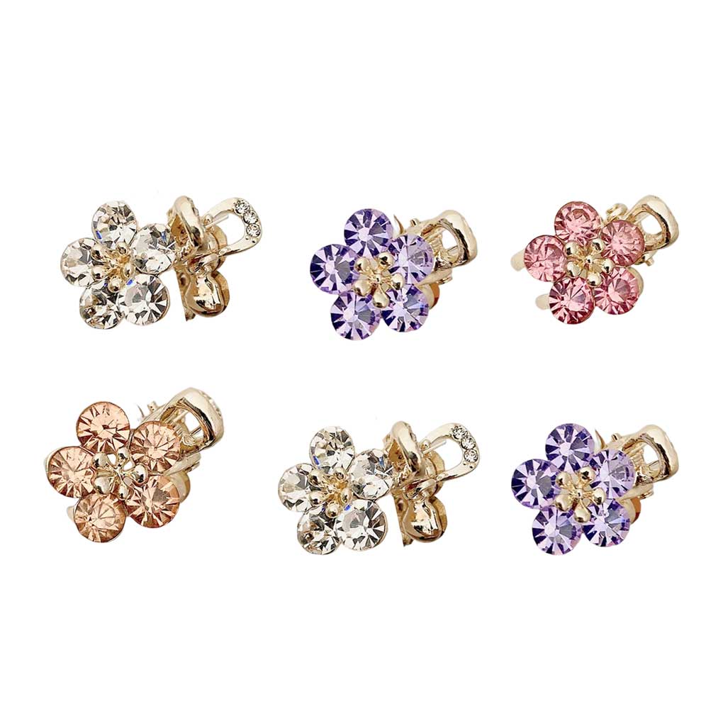 Catch Clip New Crystal Flower Sweet Korean Hairpin Mini Small Crystal Ins Hair Claw Bang Leisure Casual Party Outdoor