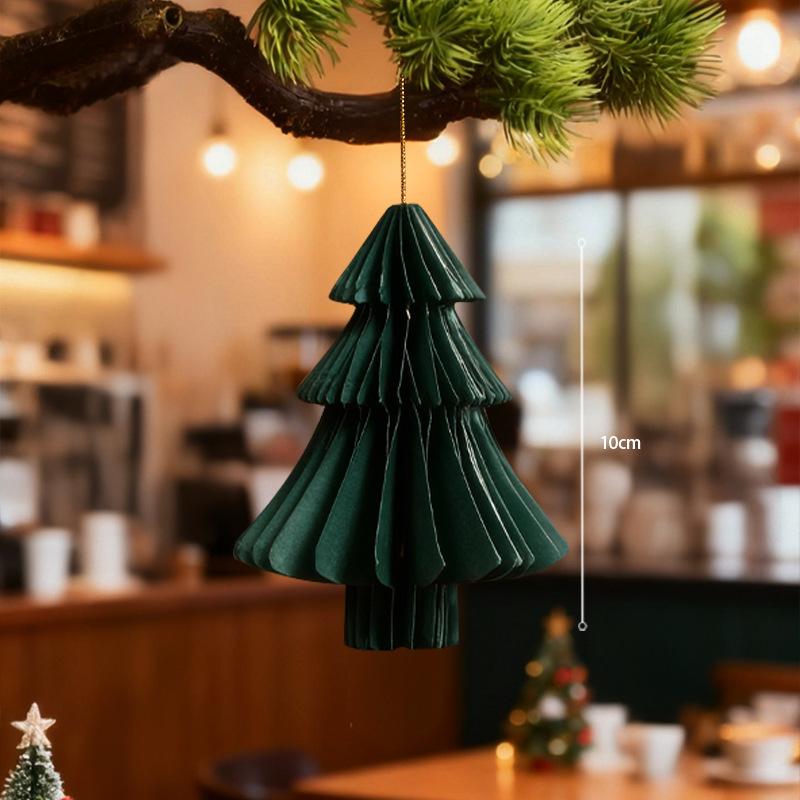 Büyük Yılbaşı Ağacı Süsü 3D Petekli Top Katlanabilir Kağıt Xmas Ağacı Navidad Dekorasyonları Masaüstü Asılı Xmas Dekor